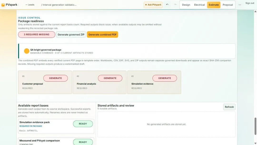 PVspark draft report package with three required files still missing